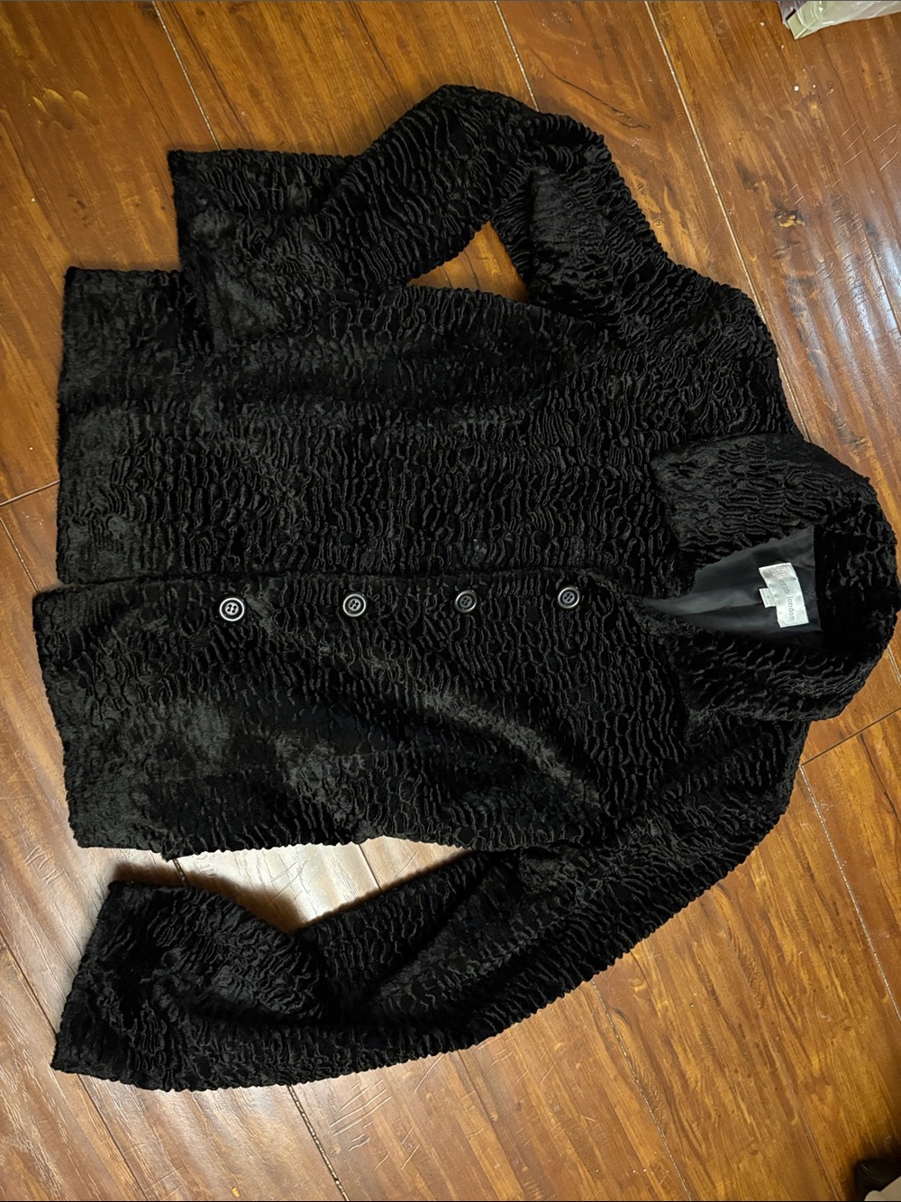 Erin London Black Faux Fur Button-Up Dress Coat